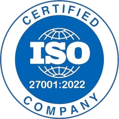 ISO 27001:2022 certified company badge