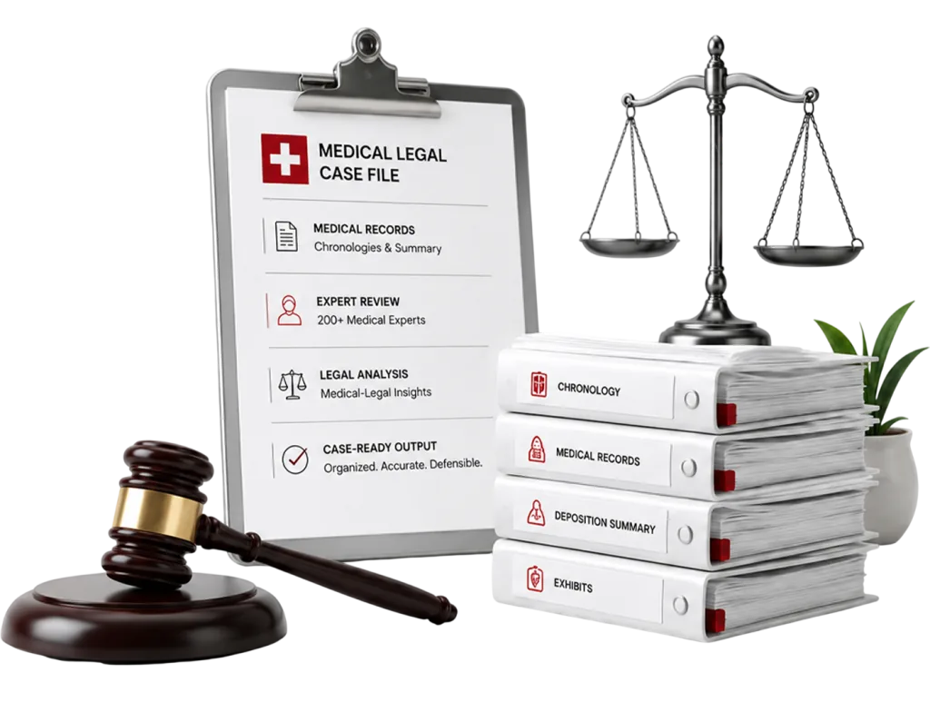 Medical Legal Spider case file with a legal gavel